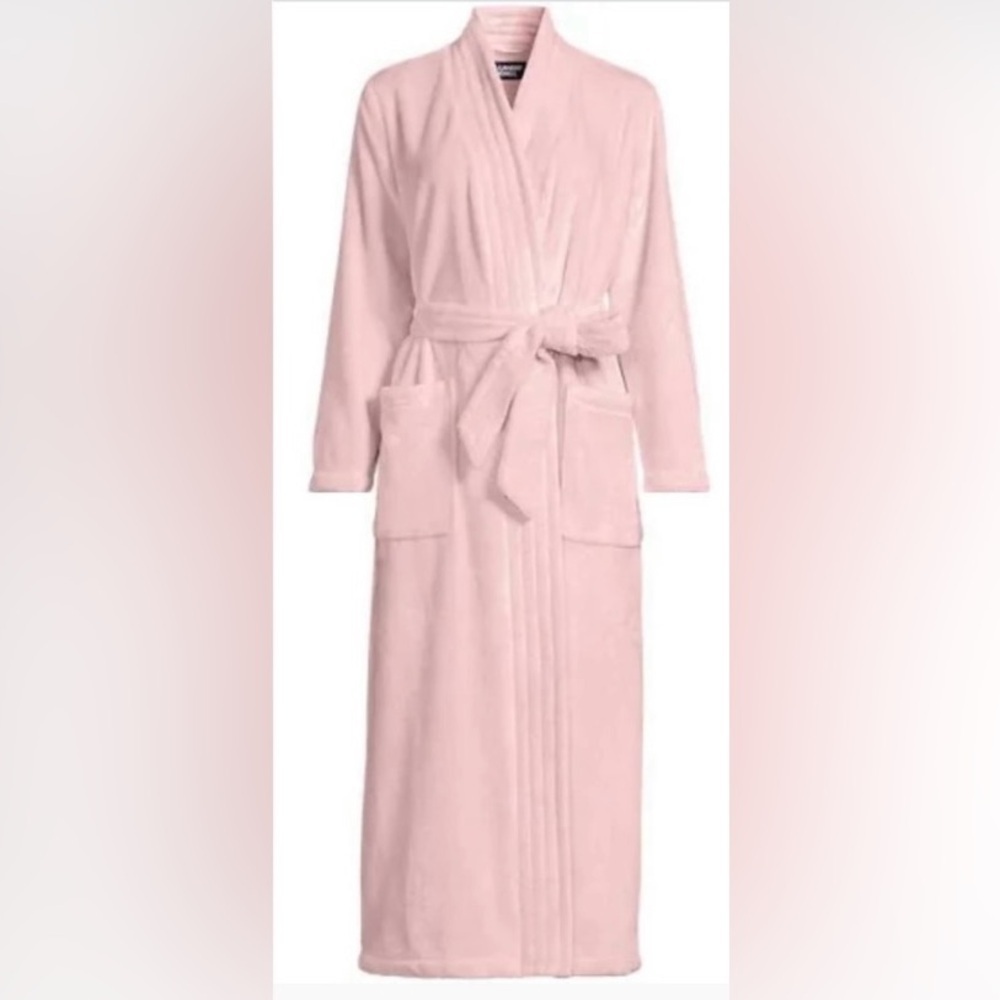 💗LANDSEND Wms PETITE Cozy Plush Long Fleece Robe